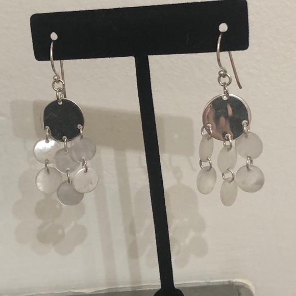 🌹 Silver earrings with motherofperl disks - Picture 5 of 5